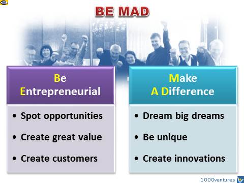 This is to the crazy ones BE MAD be entrepreneurial make a difference
