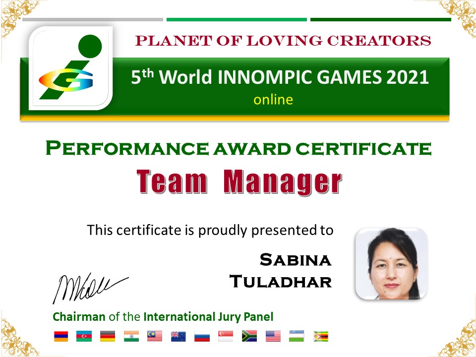 Best Team Manager award winner, Sabina Tuladhar, Nepal, SAIM college