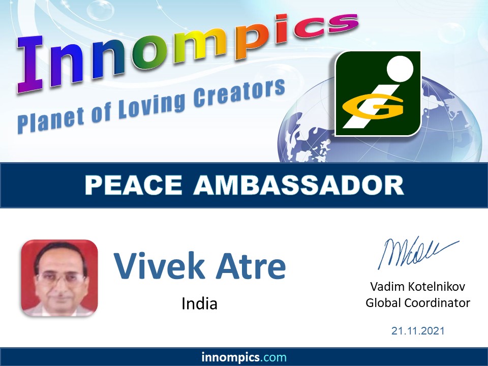 Best Peace Ambssador Vivek Atre India Innompic Peace Prize Inniompics Innompic Games