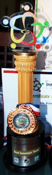 BEST INNOVAGTION TEAM - 1st Innompic Games award throphy, medal, Russian team, Russia