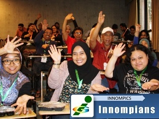 Malaysia best innovation team 1st Innompic Games best innovators Innompics gesture joy fun eating