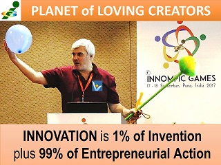 Innovation is 1% invention plus 99% entrepreneurial action Vadim Kotelnikov quotes advice